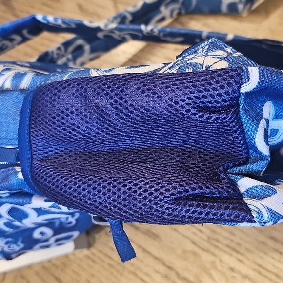 Blue Floral Backpack Denim Look NWOT - Picture 5 of 9